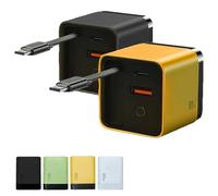 Dipomall Charger, 3 in 1 Charger, 80 Watt Retractable Phone Wall Plug. with Type-C Cable and 2 USB Ports, Three Port Fastcharging, for Laptops and Phone (Yellow+Black)