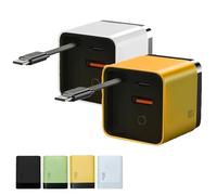 Dipomall Charger, 3 in 1 Charger, 80 Watt Retractable Phone Wall Plug. with Type-C Cable and 2 USB Ports, Three Port Fastcharging, for Laptops and Phone (Yellow+White)
