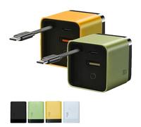 Dipomall Charger, 3 in 1 Charger, 80 Watt Retractable Phone Wall Plug. with Type-C Cable and 2 USB Ports, Three Port Fastcharging, for Laptops and Phone (Yellow+Green)