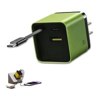 Dipomall Charger, 3 in 1 Charger Retractable 80w Max Fast, Retractable Phone Wall Plug, with Type-C Cable and 2 USB Ports, for Phone Laptops and Earphone (Green)
