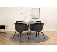 DippØ115BLBL ensemble table, table noir et 4 Berit chaises Velours noir.