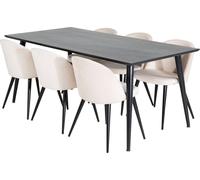 Dipp180x90BLBL ensemble table, table noir et 6 Velvet chaises Velours beige, noir.