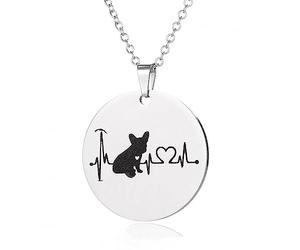 DIPPCO Collier Pendentif joaillerie Heartbeat Bouledogue Français Collier Mignon Chiot Chien Pendentif Heartbeat Collares pour Femmes Bijoux Cadeaux d’Anniversaire de Noël