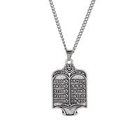 DIPPCO Collier Pendentif joaillerie Juif Torah Scroll 10 Commandements Pendentifs Colliers pour Femmes Livres Hébreux Bijoux Cadeaux d’Anniversaire de Noël