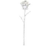 Dipped Rose 24K Real Silver Rose Artificial Flower with Leaf, Long Stem Eternity Flower Craft Collection for Wife Girlfriend Anniversary Mothers Day Birthday Valentines Wedding (Silver)