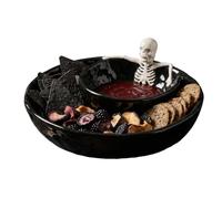 Dipping Bowls - Halloween Double Layer Ceramic Skull Spooky Gothic Dish