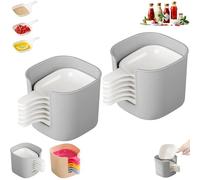 Dipping Sauce Plate And Holder Set, 6 Pcs DippingSauce Plate, Plastic Dipping Dish with Storage Box, Mini DippingBowls with Handle,Soy Sauce Dish,for Soy, Barbecue and Party Dinner (white*2)