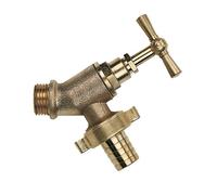 Dipra 396454 Robinet de Puisage Extérieur Oblique en Laiton Brossé, Entrée M15/21, Sortie M20/27, diamètre 15mm