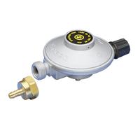 Dipra - Détendeur Butane Camping NF - Débit 0,5 kg/h - Pression 28 mbar - Entrée M 16/150 - Sortie M 20/150 avec Raccord Tétine - Certifié NF