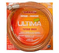 DIPRA - Flexible inox gaz butane propane 2M - Sans date limite d'utilisation - Certifié NF - Raccords G 1/2" et M20x150 - Gaine PVC