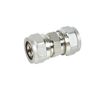 DIPRA - Raccord Multicouche à Compression - Manchon Égal Ø26 mm - Laiton Nickelé