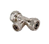 DIPRA - Raccord Multicouche à Compression - Té Réduit Ø20-16-20 mm - Laiton Nickelé