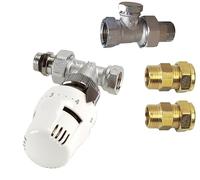 DIPRA - ROBINET THERMOSTATIQUE + TÉ DE RÉGLAGE - Raccord Cuivre 15/21-14 - Kit de Régulation Chauffage