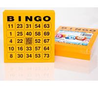 DiPrint 200 grandes cartes de bingo pour seniors 24 sur 75 avec joker au milieu (orange)