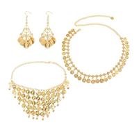 DIPZO Accessoires de costume égyptien, pinces à cheveux dorées et collier pour fête de Cléopâtre et spectacle de danse orientale