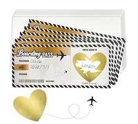 DIPZO Cartes à gratter personnalisées pour vacances, 5 billets d'embarquement avec enveloppes, cadeau unique révélant la destination pour anniversaire, famille, amoureux & Saint-Valentin