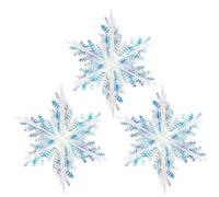 DIPZO Décorations de Noël - 3 Suspensions Flocon de Neige Irisées, Ornements 3D pour Mariage, Anniversaire et Fête du Nouvel an