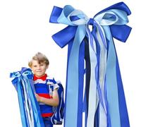 DIPZO Grand nœud Bleu décoratif pour cône d’école, 60 cm en Satin pour Anniversaire, Mariage, fête prénatale, Noël, rentrée Scolaire, Anniversaire Mariage, Emballage Cadeaux, Rubans décoratifs
