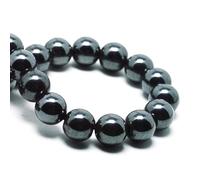 DIQIO Perles en hématite noire naturelle pour la fabrication de bijoux - Perles en pierre argentée en pierre précieuse pour bracelets, perles rondes en cristal de 8 mm (44 à 47 pièces, 8 mm, hématite