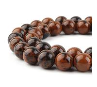DIQIO Perles en obsidienne naturelle en acajou pour la fabrication de bijoux - Perles en pierre rouge pour bracelets, perles rondes en jaspe de 10 mm (34 à 37 pièces, 10 mm, obsidienne acajou rouge)