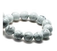 DIQIO Perles turquoise blanches naturelles pour la fabrication de bijoux - Perles en howlite pour bracelets, perles rondes en cristal de 8 mm (44 à 47 pièces, 8 mm, turquoise blanche)