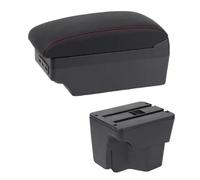 DIQXLGS Boîte D'accoudoir Central Pour Kia Rio 3 2011-2016 Boîte Intérieure Pièces Auto Accoudoir Cuir Console Centrale Rangement USB(Ligne rouge E1)