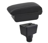 DIQXLGS Pour F&ord Pour Ecosport 2018 2019 2020 2021 Boîte À Accoudoir Cuir Accoudoir Console Centrale Rangement Interface USB(Ligne blanche B1)