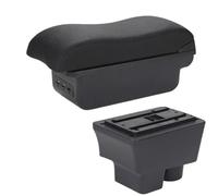 DIQXLGS Pour S&koda Pour FABIA Boîte D'Accoudoir Pour Fabia II 2 Accoudoir Voiture 2008-2014 Surface Courbée Cuir Boîte De Rangement Voiture(B2 ligne noire 3USB)