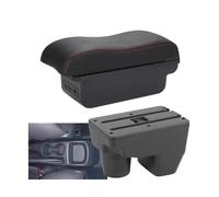 DIQXLGS Pour Toyota Pour Yaris Accoudoir Pour Toyota Pour Yaris Elegant Boîte Accoudoir Auto 2021-2024 Boîte Rangement Auto Surface Courbée Cuir(B1 Noir rouge 3USB)