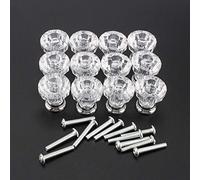 DIRBAK 12 Bouton d'armoire en verre cristal Poignée de tiroir Bouton de placard Acrylique ABS Bouton transparent pour armoire tiroir porte de placard 2,5 cm de diamètre 3 cm de hauteur