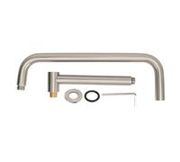 DIRBAK Bras d'extension de pomme de douche, tuyau rotatif en forme de S en acier inoxydable avec bride, support mural pour salle de bain, rallonge de colonne montante durable, (Gebürstet)