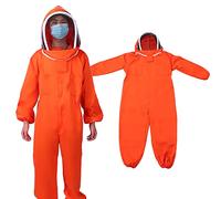 DIRBAK Combinaison d'abeille Ultra ventilée Anti-piqûre, Coton Polyester Orange Respirant |Vêtements de Protection pour Apiculteur L XL XXL, Chapeau Rond Voile pour travaux de rucher