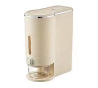 DIRBAK Distributeur de riz de grande capacité 10KG, avec tasse à mesurer, fenêtre transparente, scellé à la presse, en plastique pour la cuisine domestique (Blanc crème)