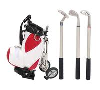 DIRBAK Golf Pen Set Premium Desktop Mini Golf Sac avec 3 stylos à Billes Pens en Alliage PU Leather Golf Hold Hold Stand for Golf Lovers Office Club Tournament (White and Red)