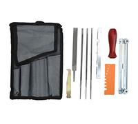 DIRBAK Kit de Limes pour tronçonneuse Bleu 10 pièces Outil d'affûtage de scie à chaîne rectangulaire Rond avec mécanisme de Verrouillage Rapide pour Les menuisiers Professionnels et Les