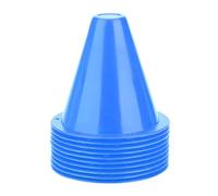 DIRBAK Lot de 10 cônes de Football, marqueurs d'agilité en Plastique PE 8,5 x 8,5 cm, Base carrée Multicolore Jaune Bleu Vert Orange Rouge, pour Exercices Adultes (Blau)