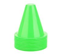 DIRBAK Lot de 10 cônes de Football, marqueurs d'agilité en Plastique PE 8,5 x 8,5 cm, Base carrée Multicolore Jaune Bleu Vert Orange Rouge, pour Exercices Adultes (Grün)