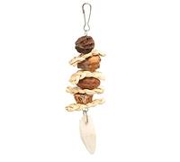 DIRBAK Oiseau à mâcher Fait à la Main, Feuilles de maïs Naturelles, Noix, os de calmar, Perroquet, Morsure Suspendue, Crochet en Acier Inoxydable pour Cage, meulage du Bec, supplément de