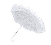 DIRBAK Parasol en dentelle blanche, accessoire de photographie de mariage élégant vintage avec poignée en J, parapluie à cadre en acier pour mariée, bal de fin d'année, décor de théâtre,