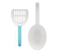 DIRBAK Pelle à litière Double Couche pour Chat, 4 pièces Amovibles avec Support, Pelle de tamisage Portable en matériau ABS pour Un Retrait Efficace des amas et Un Nettoyage du bac à