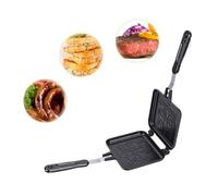 DIRBAK Poêle à gril antiadhésive double face, grille-pain sur cuisinière, presse à sandwich pour le camping, la cuisine domestique, compacte et portable avec poignée, 15,5 x 35,5