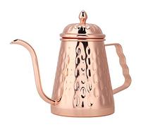 DIRBAK Pot d'égouttement de café en acier inoxydable or Rose avec bec Long, 350g, 15.5cm pour le brassage professionnel Barista à domicile