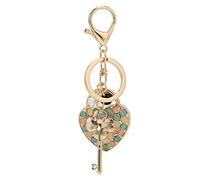 DIRBAK Ringue Key Ring Keychain Pendant Heart Four Leaf Clover Key En forme de sac Decoration Gift For Women Girls Allaid Rhingestone Keyring
