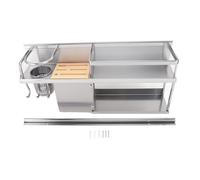 DIRBAK Support mural de rangement de cuisine en alliage d'aluminium à 2 niveaux avec support de en bois pour spatule, cuillère, rangement de pots d'assaisonnement, gain de place pour