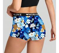 Dircho 1 pièce caleçon boxer d'été à imprimé intégral tropical palmier fleur ananas, taille élastique avec lettres, confort sans pincement des fesses, culotte pour femmes L,M,S,XL,XXLTropicalTissu tri