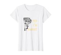 Dire drôle : « Oui, Je suis éveillée avec Un Visage cubiste » T-Shirt Graphique avec Valeur, Femme, Blanc, L
