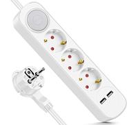 Direct Power Strip With 3 Outlets & Usb - 3M Extension Cord With Child Safety, 3680W Power & Glare-Free Led, Perfect For Home/Office[DYB982564]