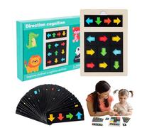 Direction Puzzle - Wooden Direction Learning Brain Teaser, Cognitive Board Game Learning Brain Teaser Shape Matching Educational Toy for Preschool Girls Kids