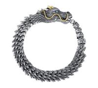 Dirfuny Bracelet rétro en cuivre pour homme avec maillons dragon, finition vintage, bracelet hip-hop