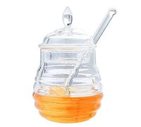 Dirfuny miel en verre avec récipient à miel et cuillère à miel, pots miel Pour servir du miel et du sirop, 245ml